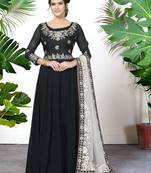 Enchanting Black Faux Georgette Semi Stitched Bollywood Women's Salwar Kameez Online Semi stitched
