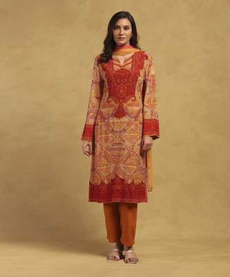 Beige aboriginal kurta with palazzo and dupatta 1