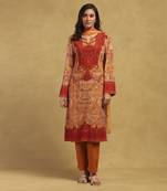 Beige aboriginal kurta with palazzo and dupatta