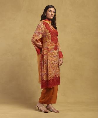 Beige aboriginal kurta with palazzo and dupatta 2