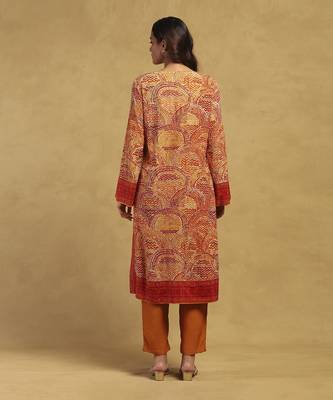 Beige aboriginal kurta with palazzo and dupatta 3