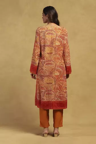 Beige aboriginal kurta with palazzo and dupatta