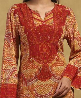 Beige aboriginal kurta with palazzo and dupatta 4