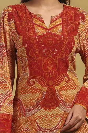 Beige aboriginal kurta with palazzo and dupatta