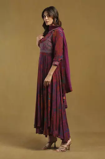 Pink dewey kurta with leggings and dupatta