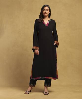 Black ikkat kurta with pant 1