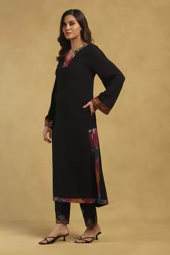 Black ikkat kurta with pant
