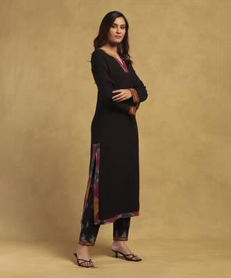 Black ikkat kurta with pant 3