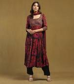 Red hriday kurta with pant and dupatta
