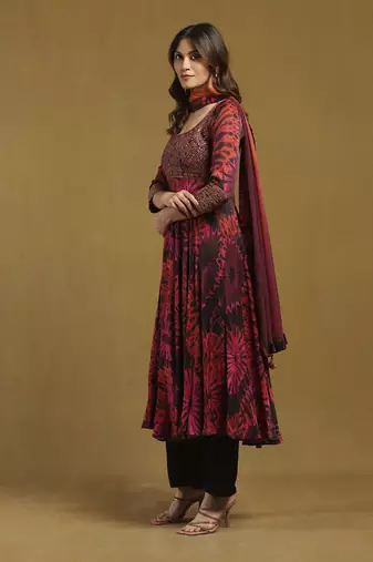 Red hriday kurta with pant and dupatta