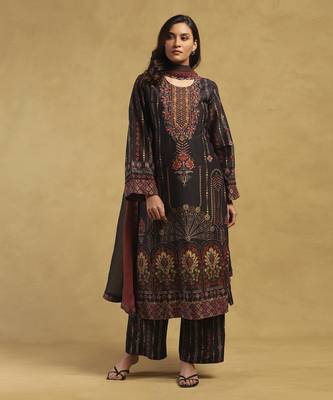 Black kiraj kurta with palazzo and dupatta 1