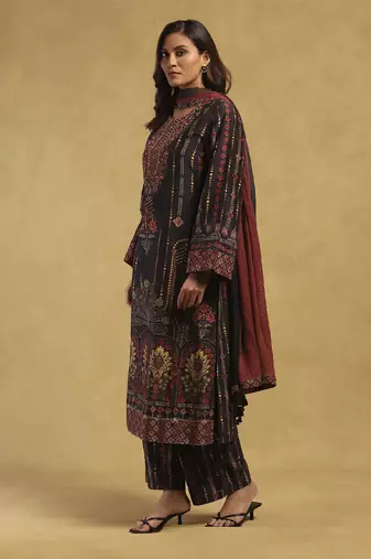 Black kiraj kurta with palazzo and dupatta