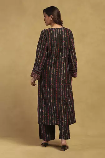 Black kiraj kurta with palazzo and dupatta