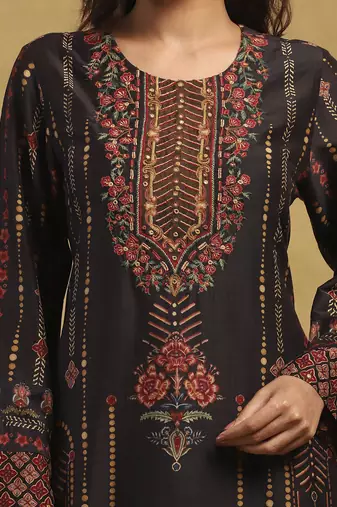 Black kiraj kurta with palazzo and dupatta