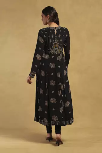 Black madhura kurta with leggings and dupatta
