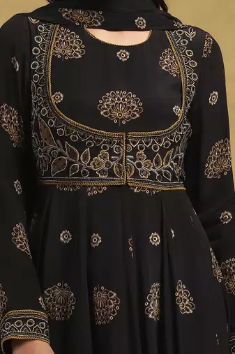 Black madhura kurta with leggings and dupatta