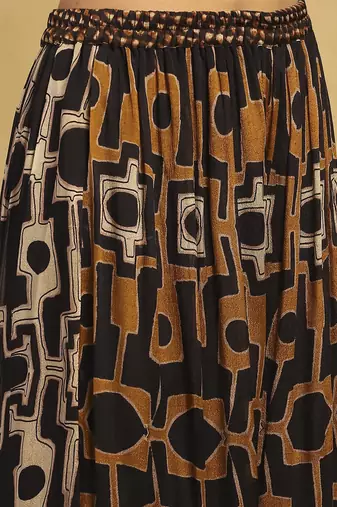 Brown meraki border kurta with sharara