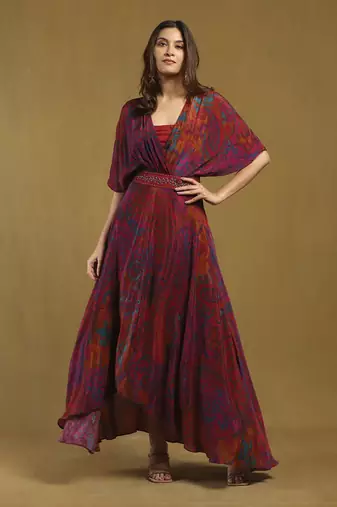 Pink dewey maxi dress with bustier