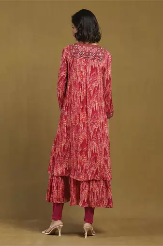 Pink niagra kurta with leggings and dupatta