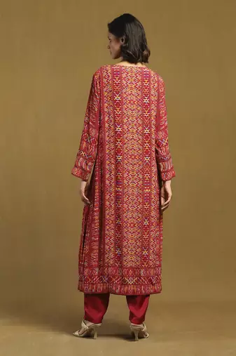 Red peru kurta with pant and dupatta