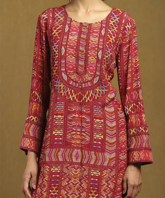 Red peru kurta with pant and dupatta 4
