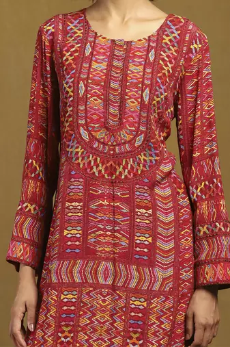 Red peru kurta with pant and dupatta