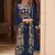 Navy blue embroidered georgette palazzo suit