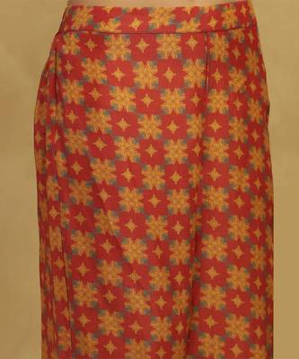 Red and Yellow Cotton Thread Embroidered Plus Size Kurti Set 5