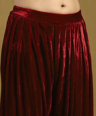 Red pushp kurta with pant and dupatta 5