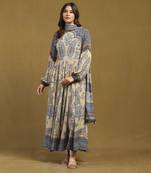 Beige sulawasi kurta with legging and dupatta