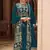 Aqua blue embroidered georgette palazzo suit