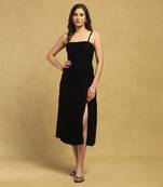 Black geo applique long dress