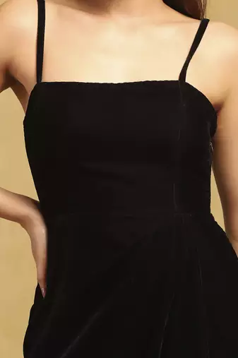 Black geo applique long dress