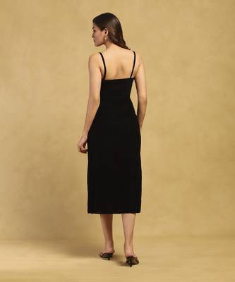 Black geo applique long dress 5