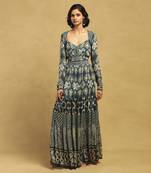 Blue meraki border maxi dress