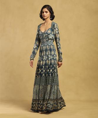 Blue meraki border maxi dress 2