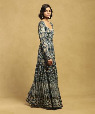 Blue meraki border maxi dress 3