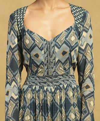 Blue meraki border maxi dress 4