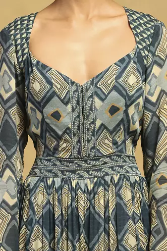 Blue meraki border maxi dress