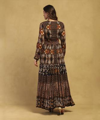Brown meraki border maxi dress 5