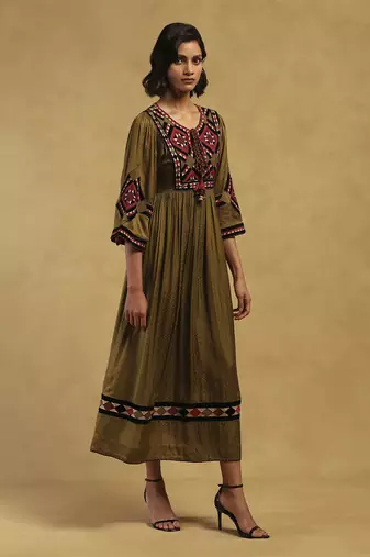 Green millary dress