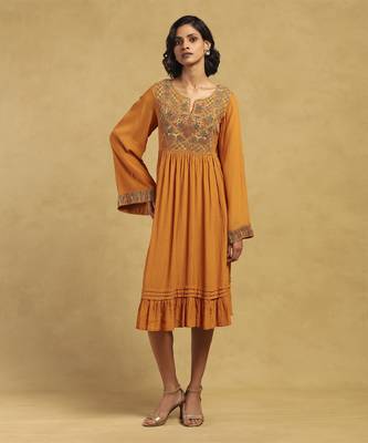 Yellow peru solid dress 1