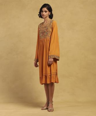 Yellow peru solid dress 2