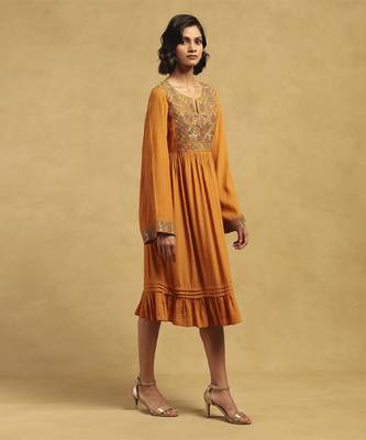 Yellow peru solid dress 3