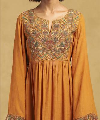 Yellow peru solid dress 4