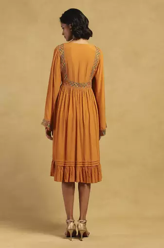 Yellow peru solid dress