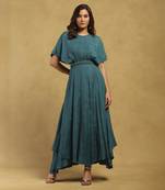 Green shell maxi dress with bustier