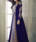Glamourous Blue Faux Georgette Semi Stitched Party Wear Women's Salwar Kameez Semi stitched