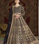 Black net heavy thread embroidery with sequis work salwar kameez