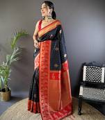 Faux banarasi silk saree with weaving border & designer pallu